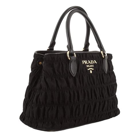 Prada Tessuto Gaufre Nylon Small Black Satchel .